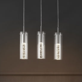 Mium 21.63" Three-Light Integrated LED Linear Pendant - Chrome