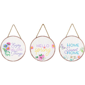 9.75" Springtime Floral Hanging Wall Signs Set of 3