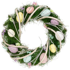 15" Speckled Eggs and Spring Flowers Easter Wreath