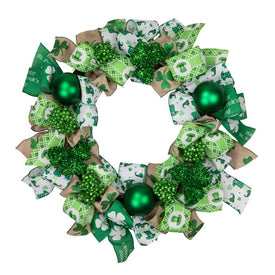 24" Unlit Ribbons and Shamrocks St. Patrick's Day Wreath