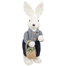 19" Standing Girl Bunny with Basket Easter Figure - Navy Blue