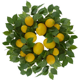 18" Lemons and Leaves Artificial Spring Wreath Yellow