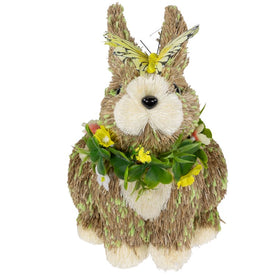 8" Straw Easter Bunny with Butterfly Figurine