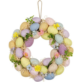 12.5" Floral and Easter Egg Spring Wreath - Multi-Color