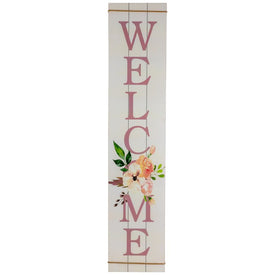 48.5" Floral "Welcome" Wooden Spring Wall Sign