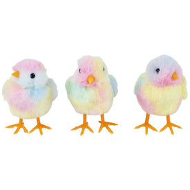 4.25" Plush Tie Dye Easter Chick Figurines Set of 3