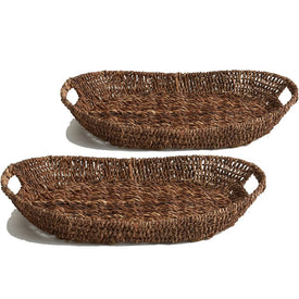 Oval Woven Abaca Trays Set of 2
