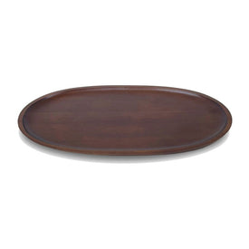 18" Extra-Large Oval Rubberwood Serving Tray - Walnut Stain