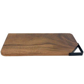20" Acacia Wood Charcuterie Board with Metal Corner Handle