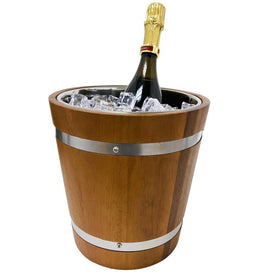 Acacia Wood Champagne Ice Bucket/Wine Chiller with Stainless Steel Liner