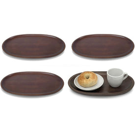 Rubberwood Individual Oval Serving Trays Set of 4 - Walnut Stain