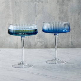 Empire Blue Champagne Saucers Set of 2