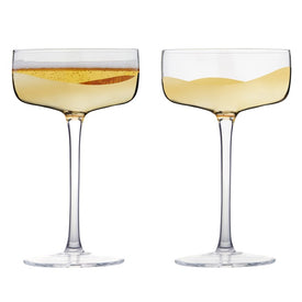 Wave Champagne Saucers Set of 2 - Gold