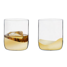 Wave Double Old Fashioned Tumblers Set of 2 - Gold