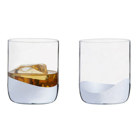 Wave Double Old Fashioned Tumblers Set of 2 - Silver