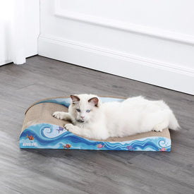 Kokomo Coastal Cardboard Lounge Bed Cat Scratcher with Catnip