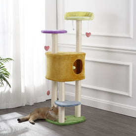 Aisling Four-Tier Modern Sisal Heart Cat Tree with Scratching Posts