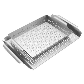 BBQ Two-Piece Stainless Steel Grill Topper And Basket Set