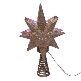 13.75" Gold Glitter Polaris Star Projector Tree Topper, Electric Plug
