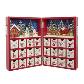 Battery-Operated Lighted Wooden Christmas Advent Calendar