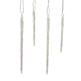 Iridescent Glass Icicle Ornaments, 24-Piece Box