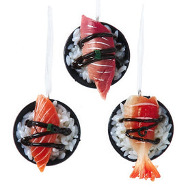 Sushi Rice Bowl Ornaments, Set of 3
