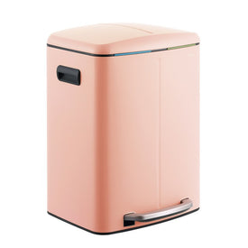 Marco Rectangular 10.5-Gallon Double-Bucket Trash Can with Soft-Close Lid - Flamingo Pink