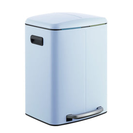 Marco Rectangular 10.5-Gallon Double-Bucket Trash Can with Soft-Close Lid - Tide Pool Blue