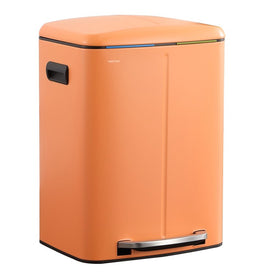 Marco Rectangular 10.5-Gallon Double-Bucket Trash Can with Soft-Close Lid - Carrot Cake