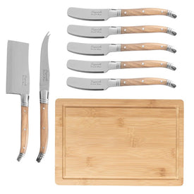 Cheese Set Connoisseur Laguiole 8 Piece Wood/Brown Stainless Steel/Bamboo/Olive Wood