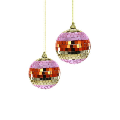 Product Image: Large Gradient Stripe Disco Balls Set of 2 - Pink