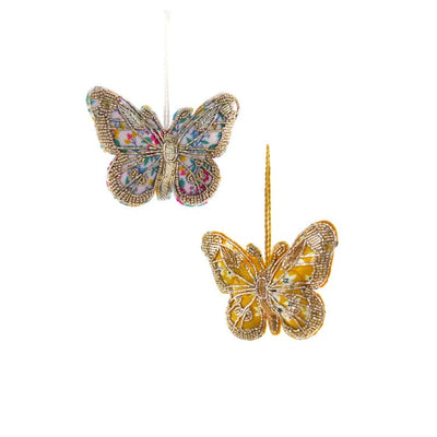 Product Image: Tinsel Beaded Papillion Ornaments Set of 2