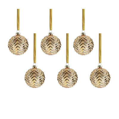 Product Image: Trieste Metallic Chevron Glass Ball Ornaments Set of 6