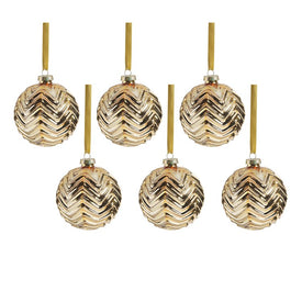 Trieste Metallic Chevron Glass Ball Ornaments Set of 6