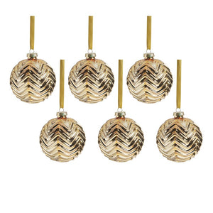 Trieste Metallic Chevron Glass Ball Ornaments Set of 6