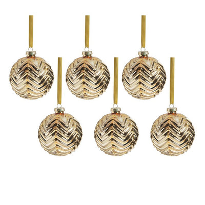 Product Image: Trieste Metallic Chevron Glass Ball Ornaments Set of 6