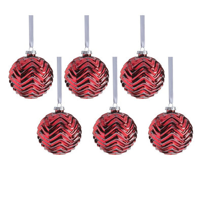 Product Image: Trieste Metallic Chevron Glass Ball Ornaments Set of 6