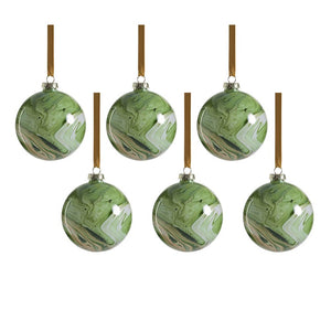 Luster Watercolor Effect Glass Ornaments Set of 6