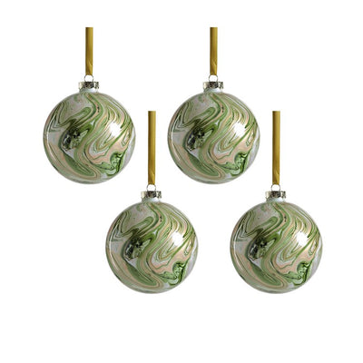 Product Image: Luster Watercolor Effect 4.75" Glass Ball Ornaments Set of 4