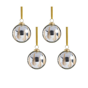 Lyam Goldleaf Mirrored Glass Ball Ornaments Set of 4