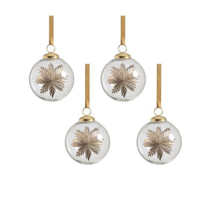 Ezio Golden Glimmer Glass Ball Ornaments Set of 4