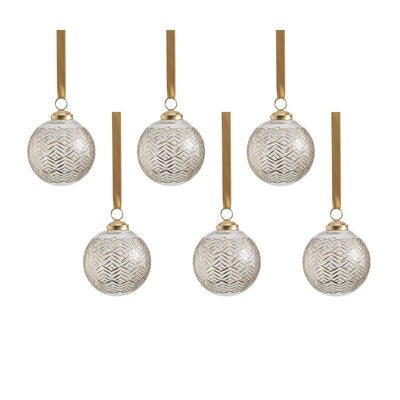 Product Image: Krona 3" Golden Echoes Pattern Glass Ornaments Set of 6