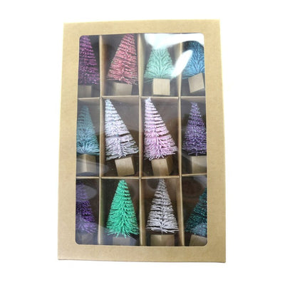 Product Image: Boxed Bottle Brush Trees Set of 12 - Assorted Pastels