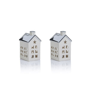 Lilou Two-Piece Set Porcelain LED House with Colored Roof