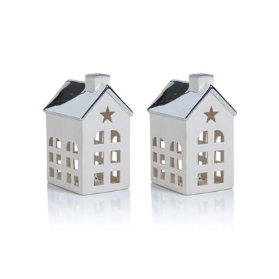 Product Image: Lilou Two-Piece Set Porcelain LED House with Colored Roof