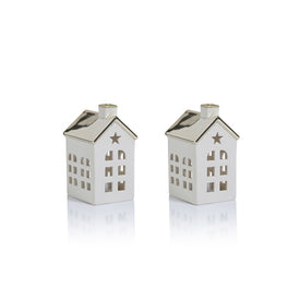 Lilou Two-Piece Set Porcelain LED House with Colored Roof
