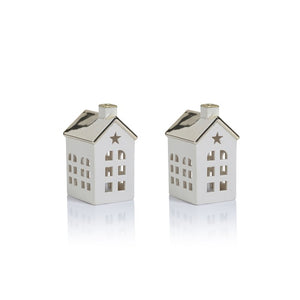 Lilou Two-Piece Set Porcelain LED House with Colored Roof