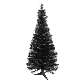 4' Unlit Slim Black Tinsel Artificial Halloween Tree