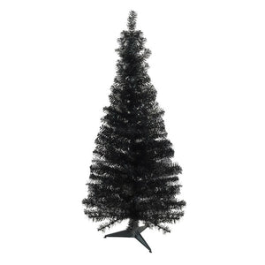 4' Unlit Slim Black Tinsel Artificial Halloween Tree