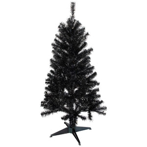 4' Unlit Holographic Black Slim Artificial Tinsel Halloween Tree